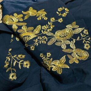 Floral Embroidered Wrap Belted Dress